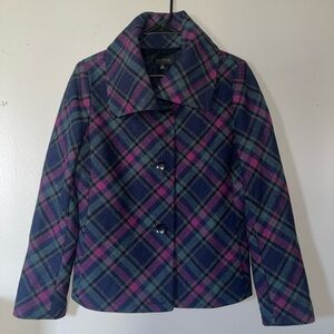 Talbots Plaid Wool Blend Pea Coat (Previously Owned)